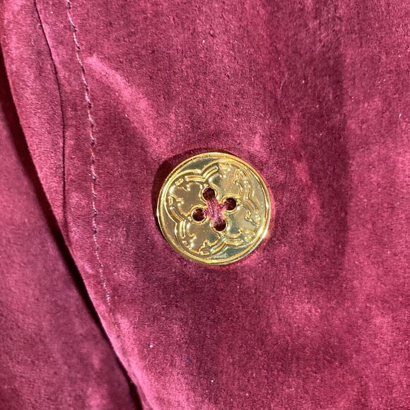 C Wonder Suede Trench Coat Women's Sz 10 Burgundy Red Lined Double Breasted - Picture 6 of 12